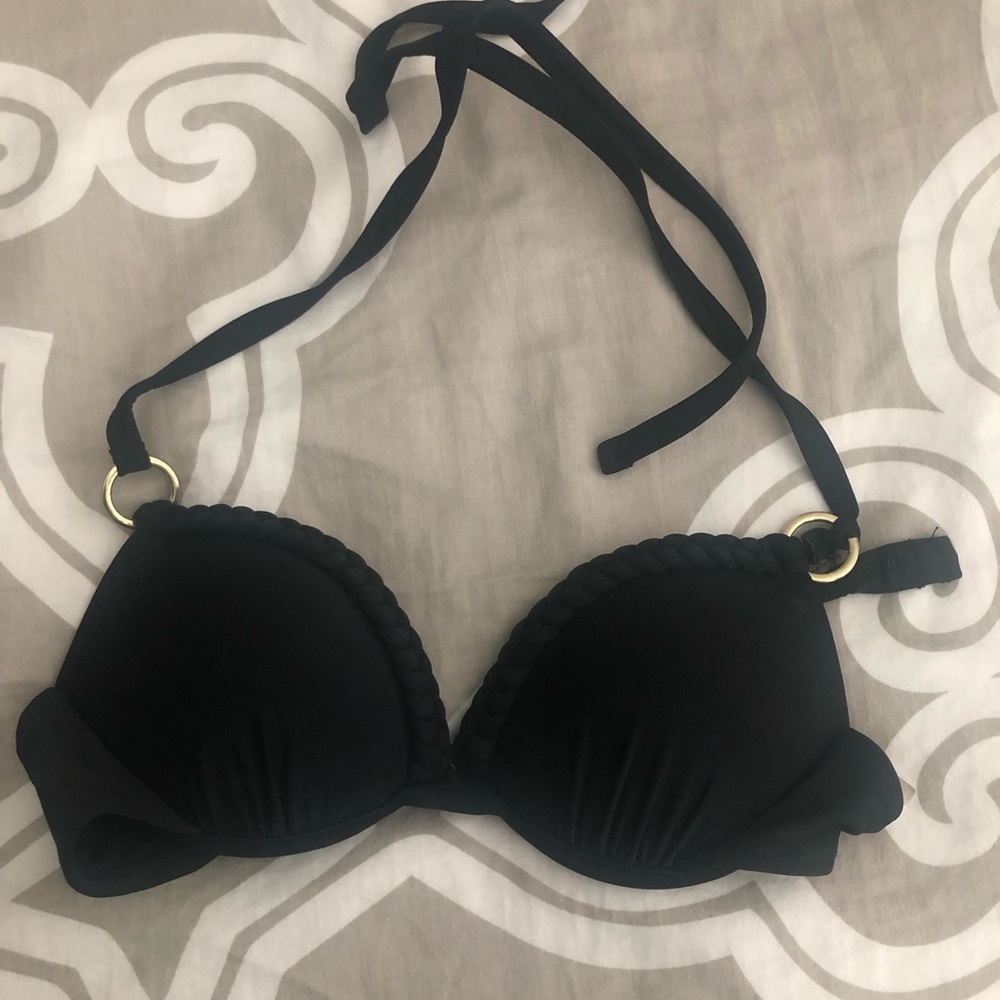 Black braided bathing suit top